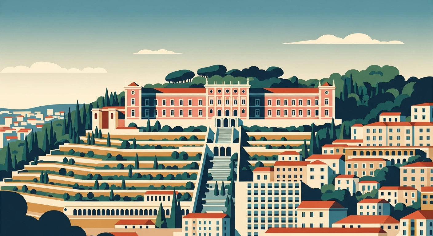 Art-deco illustration of Ajuda, Lisbon — Lisbon Property neighbourhood guide