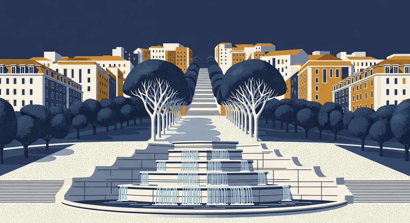 Art-deco illustration of Alameda, Lisbon — Lisbon Property neighbourhood guide