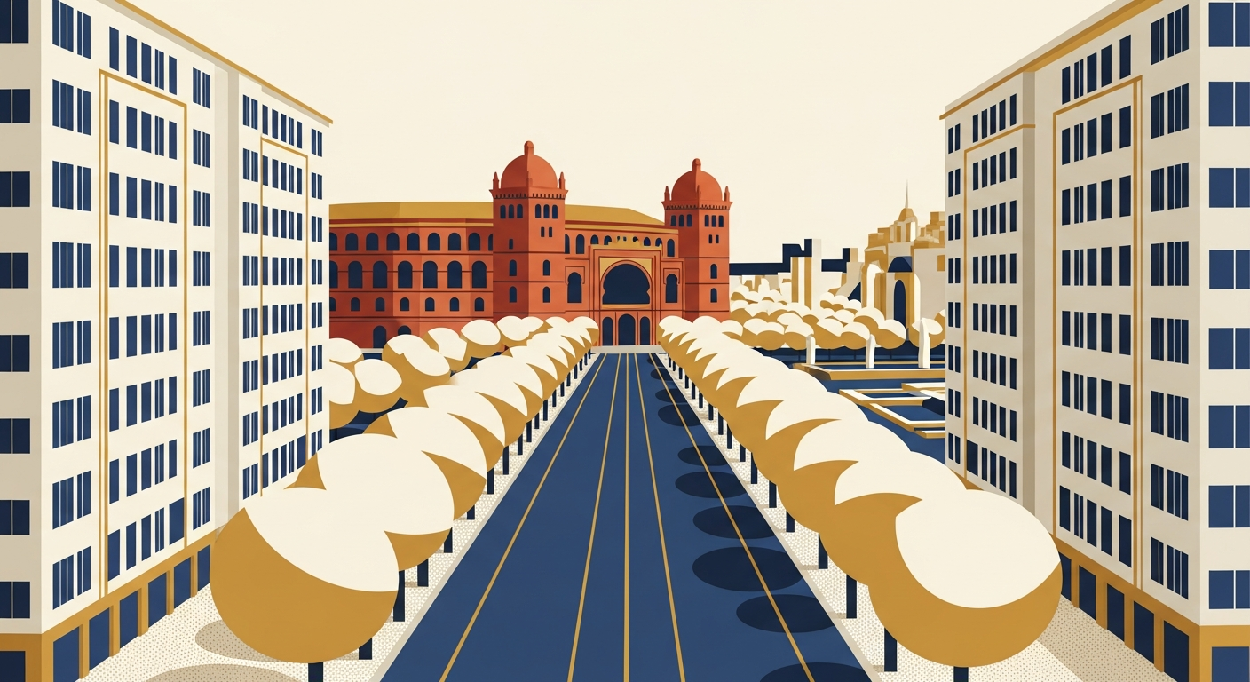 Art-deco illustration of Avenidas Novas, Lisbon — Lisbon Property neighbourhood guide