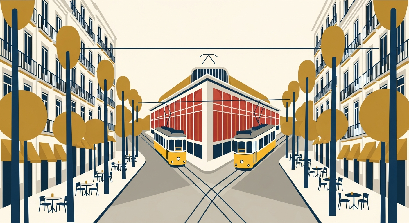 Art-deco illustration of Campo de Ourique, Lisbon — Lisbon Property neighbourhood guide