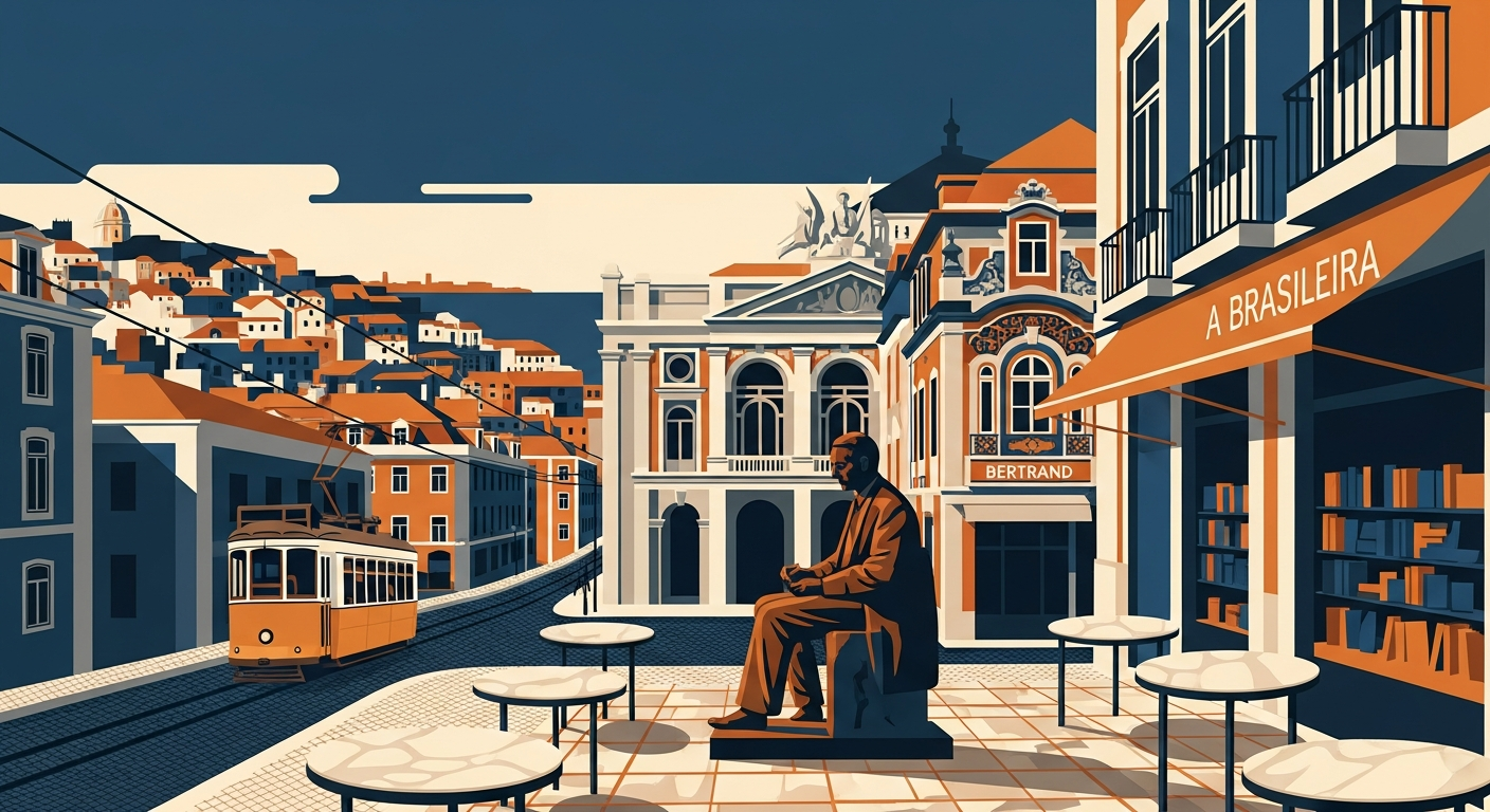 Art-deco illustration of Chiado, Lisbon — Lisbon Property neighbourhood guide