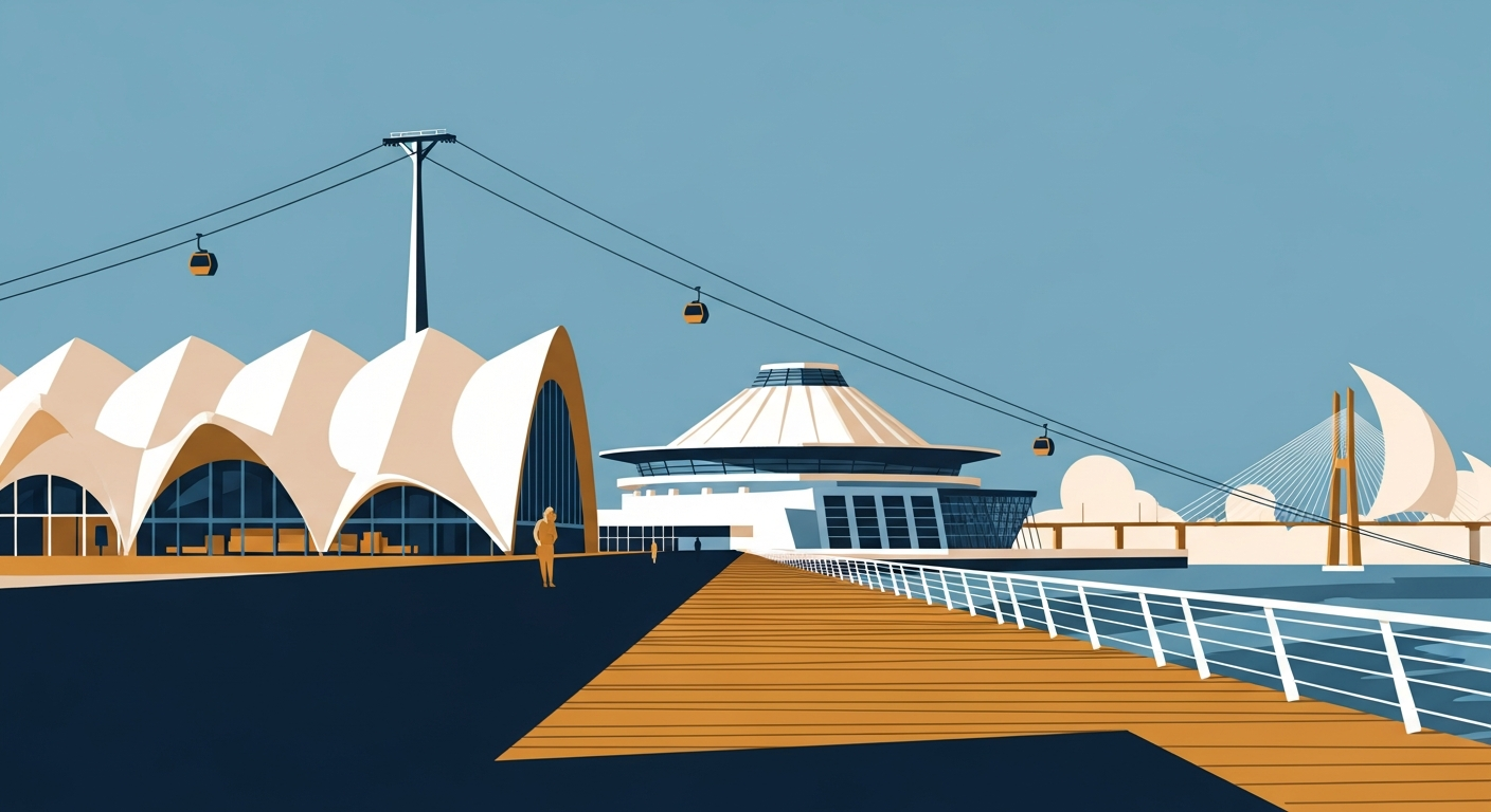 Art-deco illustration of Parque das Nações, Lisbon — Lisbon Property neighbourhood guide