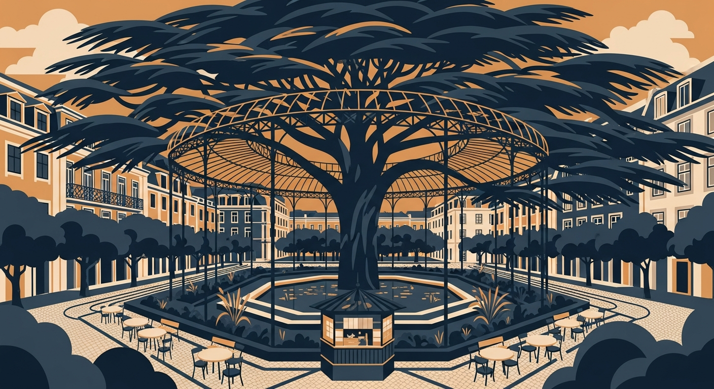 Art-deco illustration of Príncipe Real, Lisbon — Lisbon Property neighbourhood guide