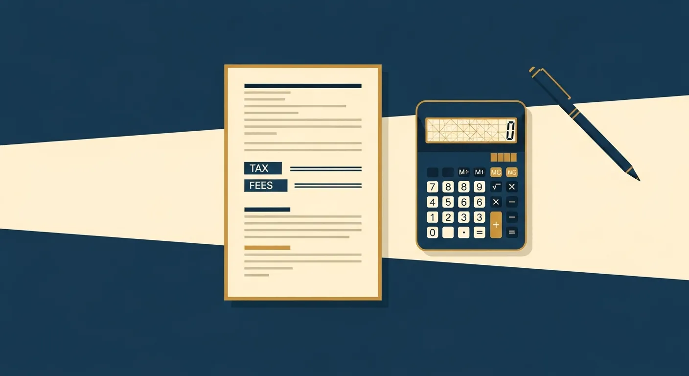 Illustration — A property listing with the tax and fee lines highlighted