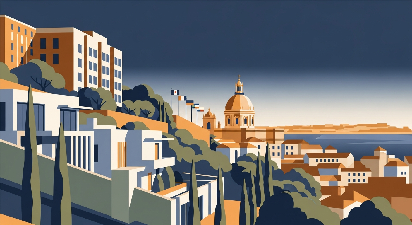Art-deco illustration of Restelo, Lisbon — Lisbon Property neighbourhood guide