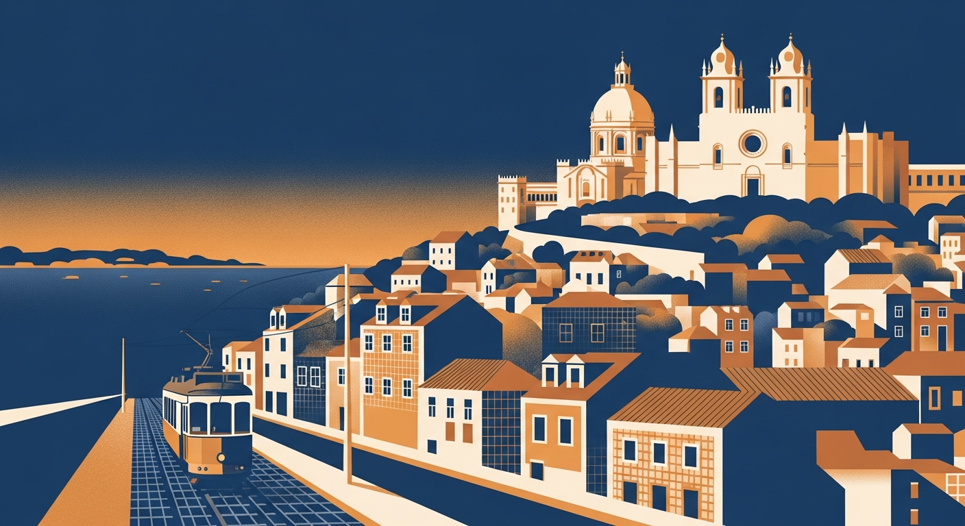 Art-deco illustration of São Vicente, Lisbon — Lisbon Property neighbourhood guide